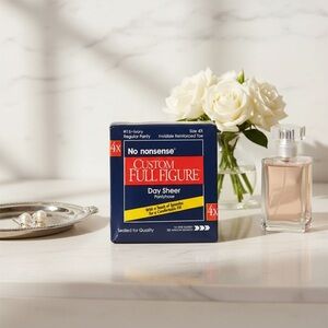 No Nonsense Custom Full Figure Vintage Size 4x Ivory Sheer Pantyhose